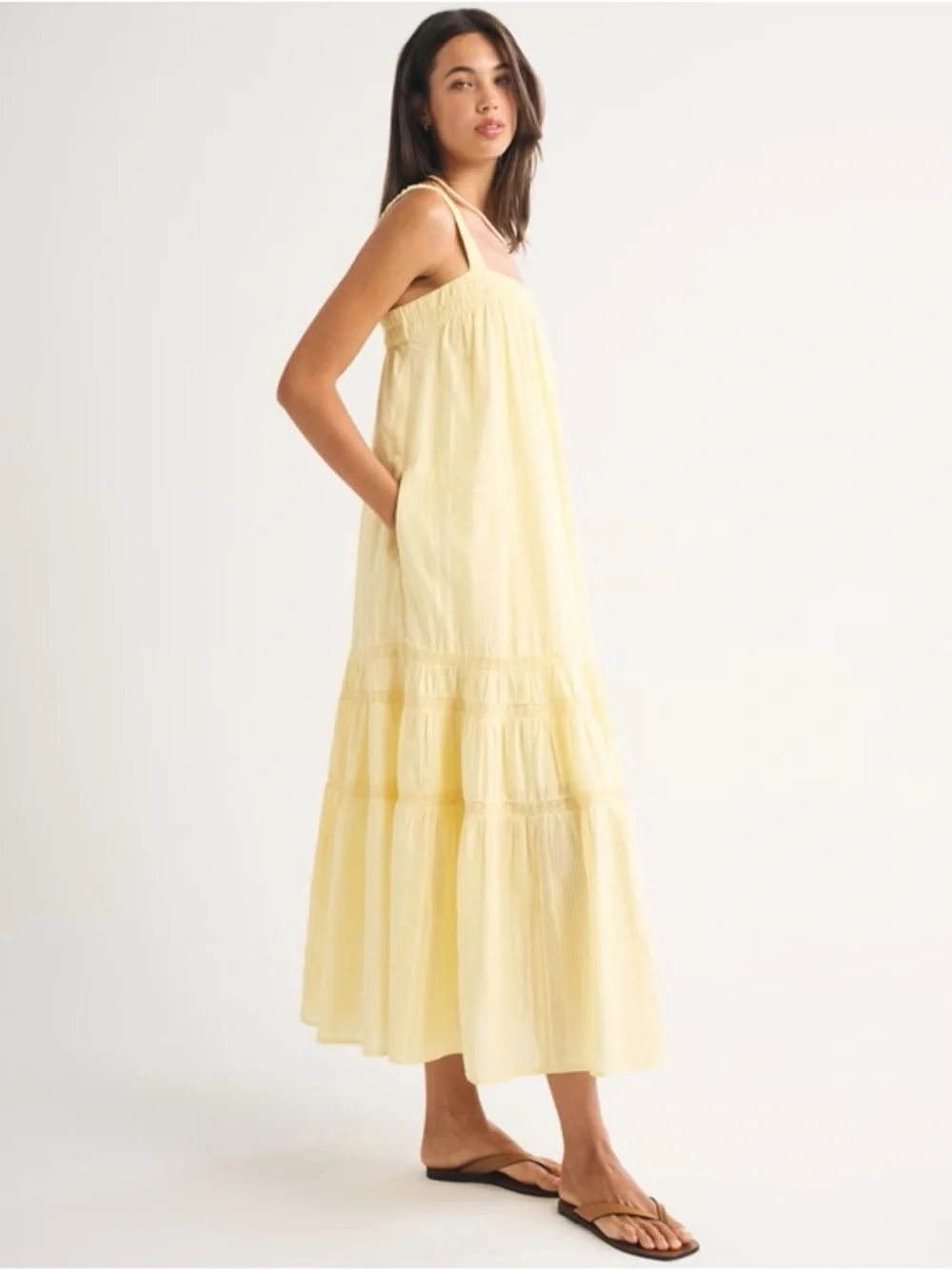 Abercrombie & Fitch 100% Cotton Tiered Flowy Maxi Dress